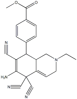methyl 4-(6-amino-5,5,7-tricyano-2-ethyl-1,2,3,5,8,8a-hexahydro-8-isoquinolinyl)benzoate Struktur
