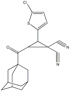 2-(1-adamantylcarbonyl)-3-(5-chloro-2-thienyl)-1,1-cyclopropanedicarbonitrile 化学構造式