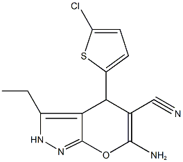 6-amino-4-(5-chloro-2-thienyl)-3-ethyl-2,4-dihydropyrano[2,3-c]pyrazole-5-carbonitrile|