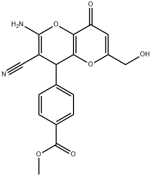 methyl 4-[2-amino-3-cyano-6-(hydroxymethyl)-8-oxo-4,8-dihydropyrano[3,2-b]pyran-4-yl]benzoate Structure