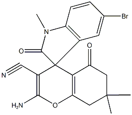 2-amino-5'-bromo-1',7,7-trimethyl-2',5-dioxo-1',3',5,6,7,8-hexahydrospiro[4H-chromene-4,3'-(2'H)-indole]-3-carbonitrile Structure