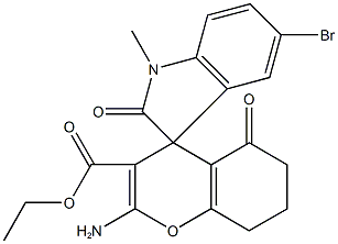 ethyl 2-amino-5'-bromo-1'-methyl-2',5-dioxo-1',3',5,6,7,8-hexahydrospiro[4H-chromene-4,3'-(2'H)-indole]-3-carboxylate Structure