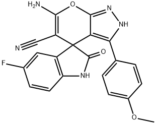 665000-52-2 6-amino-3-(4-methoxyphenyl)-2,4-dihydropyrano[2,3-c]pyrazole-5-carbonitrile-4-spiro-3'-(5'-fluoro-1',3'-dihydro-2'H-indol-2'-one)