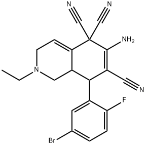 665000-58-8 6-amino-8-(5-bromo-2-fluorophenyl)-2-ethyl-2,3,8,8a-tetrahydro-5,5,7(1H)-isoquinolinetricarbonitrile