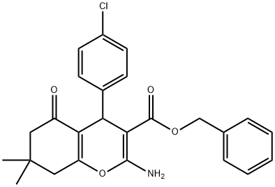 benzyl 2-amino-4-(4-chlorophenyl)-7,7-dimethyl-5-oxo-5,6,7,8-tetrahydro-4H-chromene-3-carboxylate Struktur