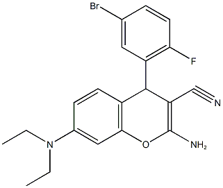 2-amino-4-(5-bromo-2-fluorophenyl)-7-(diethylamino)-4H-chromene-3-carbonitrile Structure