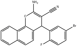 2-amino-4-(5-bromo-2-fluorophenyl)-4H-benzo[h]chromene-3-carbonitrile Structure