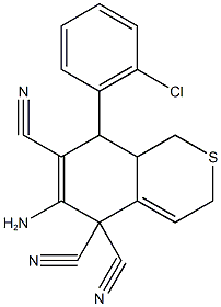 6-amino-8-(2-chlorophenyl)-8,8a-dihydro-1H-isothiochromene-5,5,7(3H)-tricarbonitrile Structure