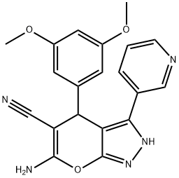 6-amino-4-(3,5-dimethoxyphenyl)-3-(3-pyridinyl)-2,4-dihydropyrano[2,3-c]pyrazole-5-carbonitrile,665000-87-3,结构式