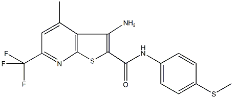 3-amino-4-methyl-N-[4-(methylsulfanyl)phenyl]-6-(trifluoromethyl)thieno[2,3-b]pyridine-2-carboxamide 结构式
