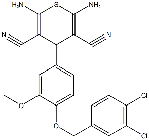 665001-06-9 2,6-diamino-4-{4-[(3,4-dichlorobenzyl)oxy]-3-methoxyphenyl}-4H-thiopyran-3,5-dicarbonitrile