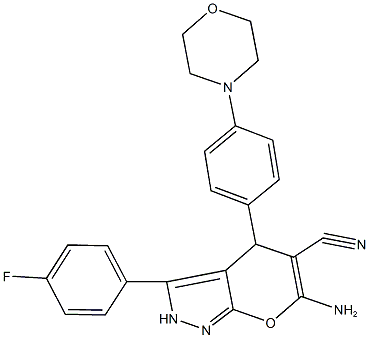 6-amino-3-(4-fluorophenyl)-4-[4-(4-morpholinyl)phenyl]-2,4-dihydropyrano[2,3-c]pyrazole-5-carbonitrile Structure