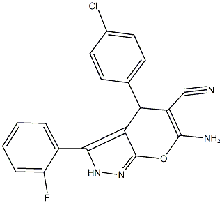 6-amino-4-(4-chlorophenyl)-3-(2-fluorophenyl)-2,4-dihydropyrano[2,3-c]pyrazole-5-carbonitrile|