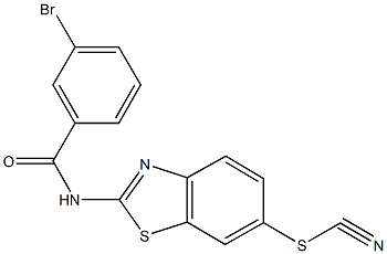 2-[(3-bromobenzoyl)amino]-1,3-benzothiazol-6-yl thiocyanate 化学構造式