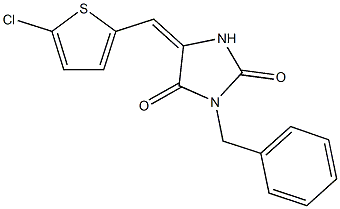 3-benzyl-5-[(5-chloro-2-thienyl)methylene]-2,4-imidazolidinedione 化学構造式