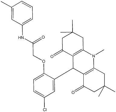 2-[4-chloro-2-(3,3,6,6,10-pentamethyl-1,8-dioxo-1,2,3,4,5,6,7,8,9,10-decahydro-9-acridinyl)phenoxy]-N-(3-methylphenyl)acetamide,665006-93-9,结构式