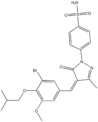 4-[4-(3-bromo-4-isobutoxy-5-methoxybenzylidene)-3-methyl-5-oxo-4,5-dihydro-1H-pyrazol-1-yl]benzenesulfonamide Structure