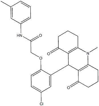2-[4-chloro-2-(10-methyl-1,8-dioxo-1,2,3,4,5,6,7,8,9,10-decahydro-9-acridinyl)phenoxy]-N-(3-methylphenyl)acetamide Structure
