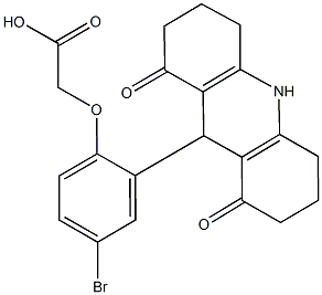 [4-bromo-2-(1,8-dioxo-1,2,3,4,5,6,7,8,9,10-decahydro-9-acridinyl)phenoxy]acetic acid Structure