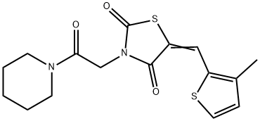 5-[(3-methyl-2-thienyl)methylene]-3-[2-oxo-2-(1-piperidinyl)ethyl]-1,3-thiazolidine-2,4-dione Structure