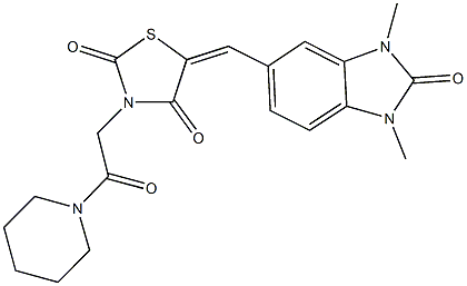 5-[(1,3-dimethyl-2-oxo-2,3-dihydro-1H-benzimidazol-5-yl)methylene]-3-[2-oxo-2-(1-piperidinyl)ethyl]-1,3-thiazolidine-2,4-dione Structure