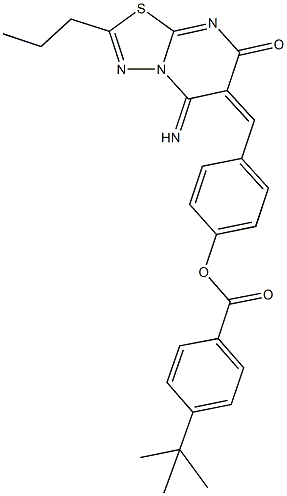 4-[(5-imino-7-oxo-2-propyl-5H-[1,3,4]thiadiazolo[3,2-a]pyrimidin-6(7H)-ylidene)methyl]phenyl 4-tert-butylbenzoate|