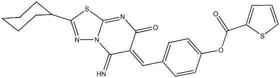 665007-42-1 4-[(2-cyclohexyl-5-imino-7-oxo-5H-[1,3,4]thiadiazolo[3,2-a]pyrimidin-6(7H)-ylidene)methyl]phenyl thiophene-2-carboxylate