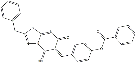 4-[(2-benzyl-5-imino-7-oxo-5H-[1,3,4]thiadiazolo[3,2-a]pyrimidin-6(7H)-ylidene)methyl]phenyl benzoate,665007-43-2,结构式