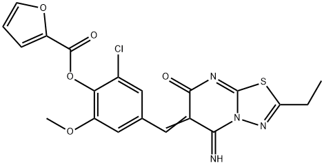 2-chloro-4-[(2-ethyl-5-imino-7-oxo-5H-[1,3,4]thiadiazolo[3,2-a]pyrimidin-6(7H)-ylidene)methyl]-6-methoxyphenyl 2-furoate,665007-44-3,结构式