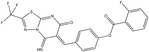 4-[(5-imino-7-oxo-2-(trifluoromethyl)-5H-[1,3,4]thiadiazolo[3,2-a]pyrimidin-6(7H)-ylidene)methyl]phenyl 2-fluorobenzoate Structure