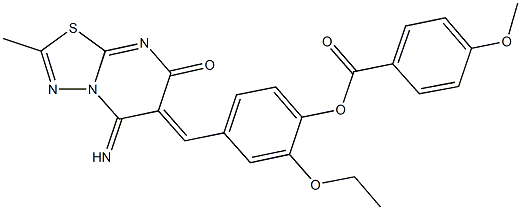 2-ethoxy-4-[(5-imino-2-methyl-7-oxo-5H-[1,3,4]thiadiazolo[3,2-a]pyrimidin-6(7H)-ylidene)methyl]phenyl 4-methoxybenzoate Structure