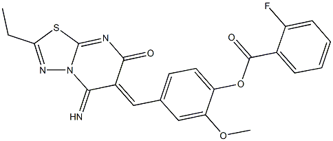 665007-48-7 4-[(2-ethyl-5-imino-7-oxo-5H-[1,3,4]thiadiazolo[3,2-a]pyrimidin-6(7H)-ylidene)methyl]-2-methoxyphenyl 2-fluorobenzoate
