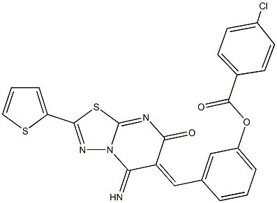 3-[(5-imino-7-oxo-2-(2-thienyl)-5H-[1,3,4]thiadiazolo[3,2-a]pyrimidin-6(7H)-ylidene)methyl]phenyl 4-chlorobenzoate,665007-55-6,结构式