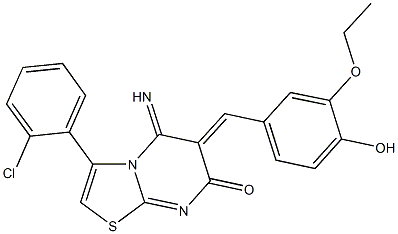 3-(2-chlorophenyl)-6-(3-ethoxy-4-hydroxybenzylidene)-5-imino-5,6-dihydro-7H-[1,3]thiazolo[3,2-a]pyrimidin-7-one 结构式