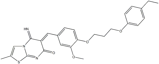 6-{4-[3-(4-ethylphenoxy)propoxy]-3-methoxybenzylidene}-5-imino-2-methyl-5,6-dihydro-7H-[1,3]thiazolo[3,2-a]pyrimidin-7-one,665008-16-2,结构式