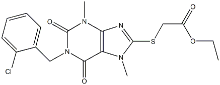 ethyl {[1-(2-chlorobenzyl)-3,7-dimethyl-2,6-dioxo-2,3,6,7-tetrahydro-1H-purin-8-yl]sulfanyl}acetate 化学構造式