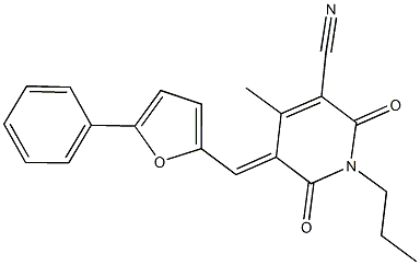 4-methyl-2,6-dioxo-5-[(5-phenyl-2-furyl)methylene]-1-propyl-1,2,5,6-tetrahydro-3-pyridinecarbonitrile 化学構造式