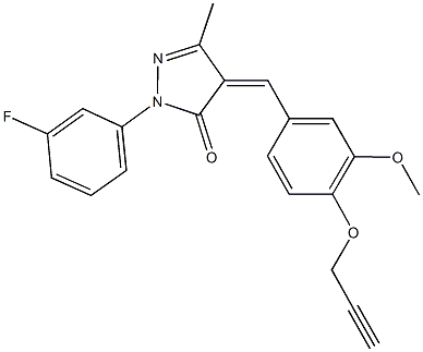 2-(3-fluorophenyl)-4-[3-methoxy-4-(2-propynyloxy)benzylidene]-5-methyl-2,4-dihydro-3H-pyrazol-3-one,665009-55-2,结构式