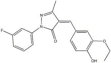 4-(3-ethoxy-4-hydroxybenzylidene)-2-(3-fluorophenyl)-5-methyl-2,4-dihydro-3H-pyrazol-3-one Structure