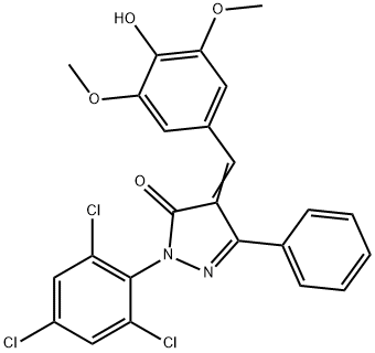 4-(4-hydroxy-3,5-dimethoxybenzylidene)-5-phenyl-2-(2,4,6-trichlorophenyl)-2,4-dihydro-3H-pyrazol-3-one 化学構造式