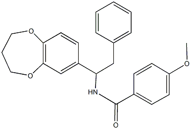 N-[1-(3,4-dihydro-2H-1,5-benzodioxepin-7-yl)-2-phenylethyl]-4-methoxybenzamide,665010-18-4,结构式