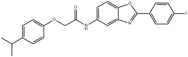 N-[2-(4-iodophenyl)-1,3-benzoxazol-5-yl]-2-(4-isopropylphenoxy)acetamide 化学構造式