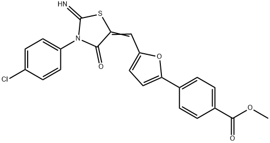 methyl 4-(5-{[3-(4-chlorophenyl)-2-imino-4-oxo-1,3-thiazolidin-5-ylidene]methyl}-2-furyl)benzoate Struktur