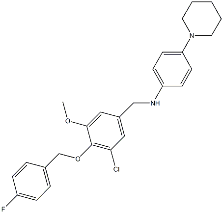 N-{3-chloro-4-[(4-fluorobenzyl)oxy]-5-methoxybenzyl}-4-piperidin-1-ylaniline Struktur