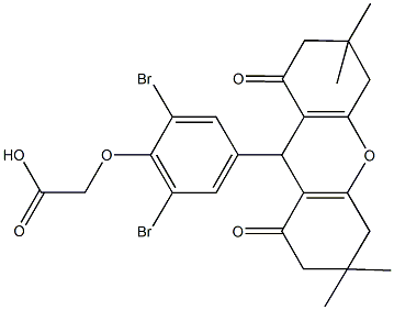 [2,6-dibromo-4-(3,3,6,6-tetramethyl-1,8-dioxo-2,3,4,5,6,7,8,9-octahydro-1H-xanthen-9-yl)phenoxy]acetic acid,665013-96-7,结构式