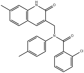 2-chloro-N-[(2-hydroxy-7-methyl-3-quinolinyl)methyl]-N-(4-methylphenyl)benzamide 结构式