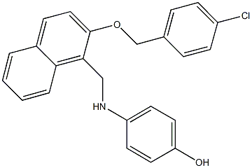 4-[({2-[(4-chlorobenzyl)oxy]-1-naphthyl}methyl)amino]phenol 化学構造式