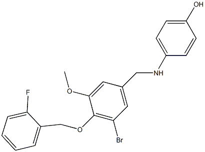 4-({3-bromo-4-[(2-fluorobenzyl)oxy]-5-methoxybenzyl}amino)phenol,665014-90-4,结构式