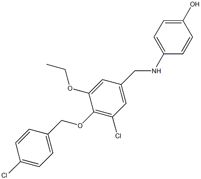 4-({3-chloro-4-[(4-chlorobenzyl)oxy]-5-ethoxybenzyl}amino)phenol Structure