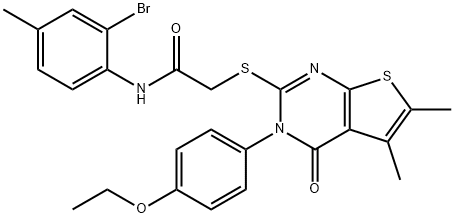 N-(2-bromo-4-methylphenyl)-2-{[3-(4-ethoxyphenyl)-5,6-dimethyl-4-oxo-3,4-dihydrothieno[2,3-d]pyrimidin-2-yl]sulfanyl}acetamide Structure